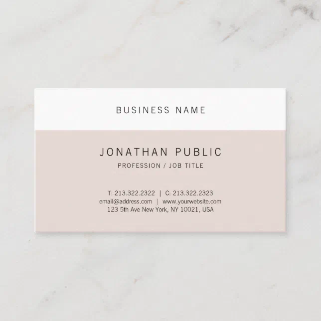 Simple Modern Minimalist Elegant Design Cool Plain Business Card | Zazzle