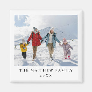 Simple Modern Minimalist Family Photo Magnet