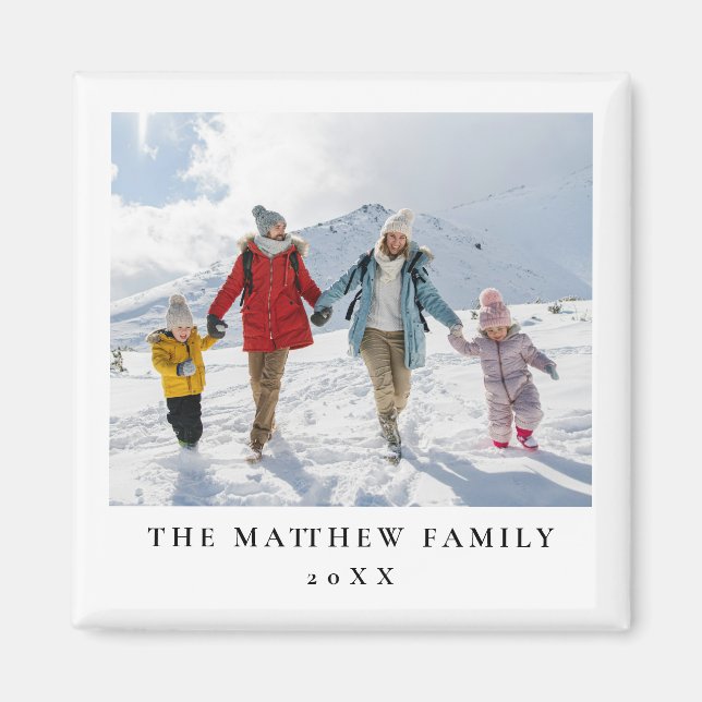 Simple Modern Minimalist Family Photo Magnet (Front)