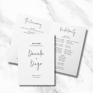 Simple Modern Minimalist Folded Wedding Program