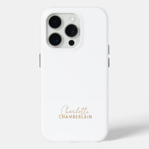 Simple Modern Minimalist Gold Name iPhone 15 Pro Case
