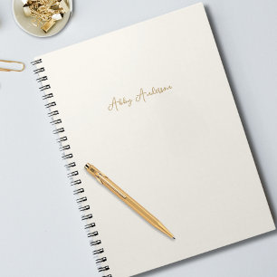 Simple Modern Minimalist Gold Script Off White Notebook