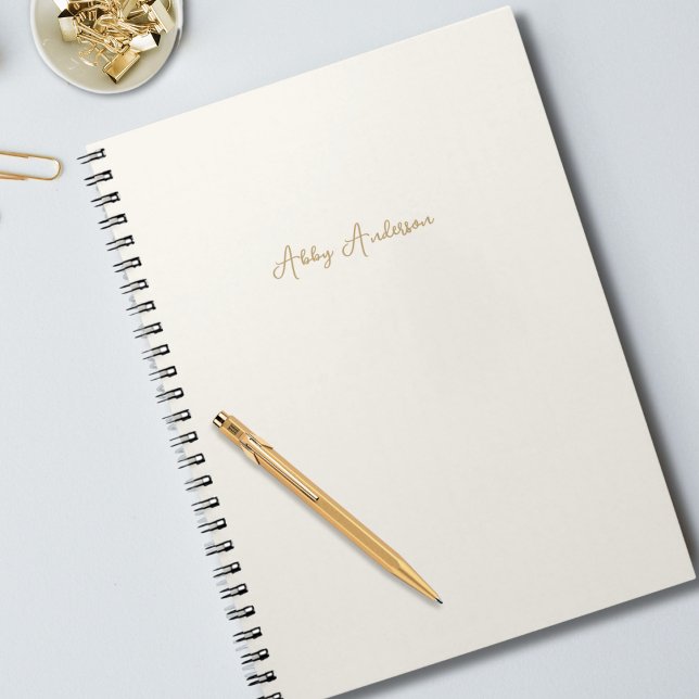 Simple Modern Minimalist Gold Script | Off White Notebook (Creator Uploaded)