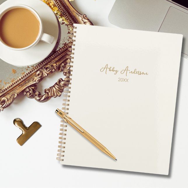 Simple Modern Minimalist Gold Script | Off White Planner (Creator Uploaded)