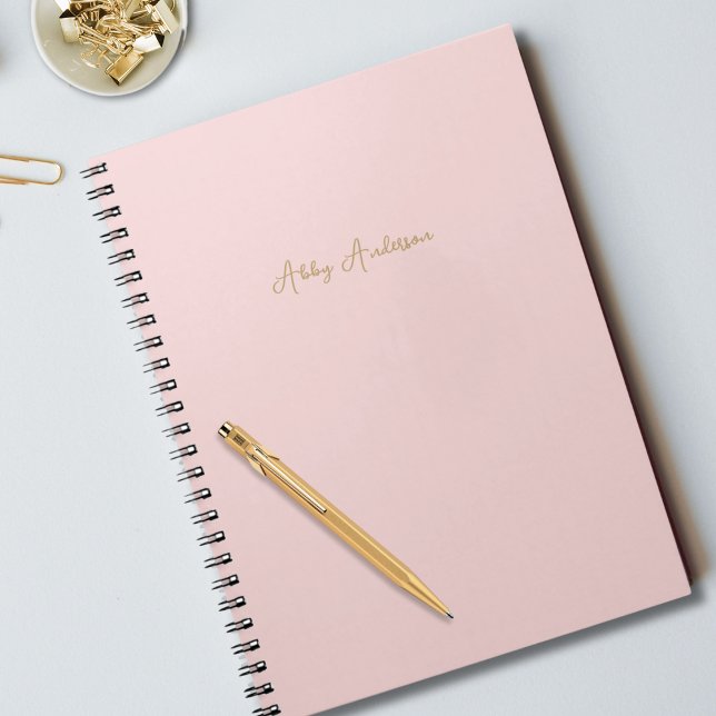 Simple Modern Minimalist Gold Script | Pink Notebook (Creator Uploaded)