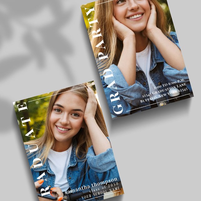 Simple Modern Minimalist Graduation Photo Template (Simple modern minimalist graduation photo card with refined styling)