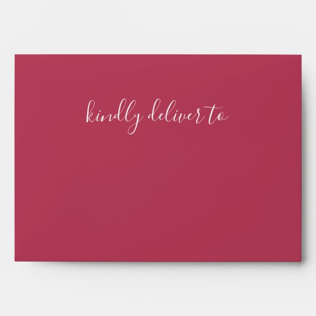 Simple  Modern Minimalist Magenta Wedding Envelope (Front)