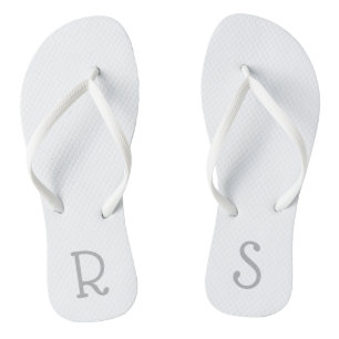 Simple Modern Minimalist Monogram Plain Grey White Thongs
