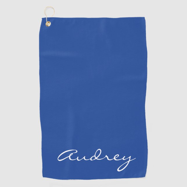 Simple Modern Minimalist Monogrammed Chic Blue Golf Towel (Front)