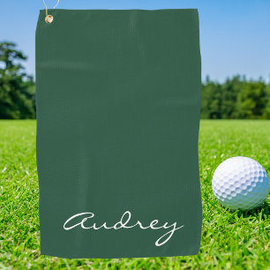 Simple Modern Minimalist Monogrammed Chic Green Golf Towel