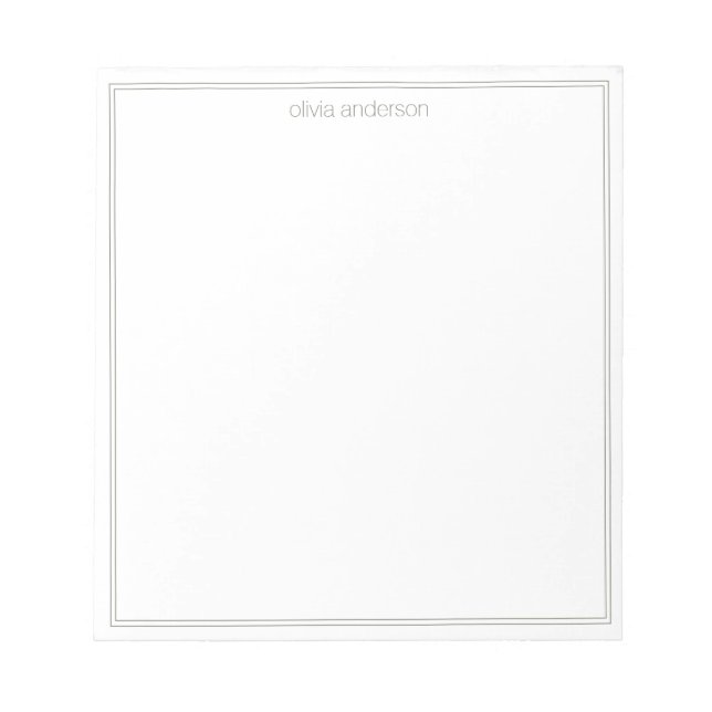 Simple Modern Minimalist Olive Two Border Monogram Notepad (Front)