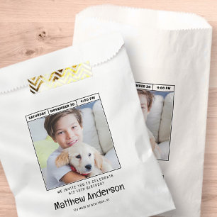 Simple Modern Minimalist Photo Birthday Party Favour Bag