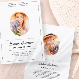 Simple Modern Minimalist Photo Birthday Party Invitation