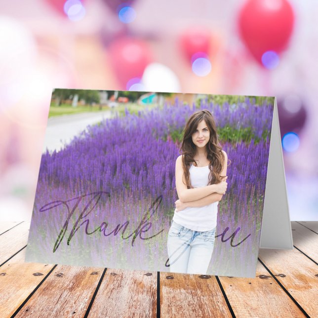 Simple Modern Minimalist Photo Calligraphy Script Thank You Card (Creator Uploaded)