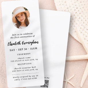 Simple Modern Minimalist Photo First Communion Invitation