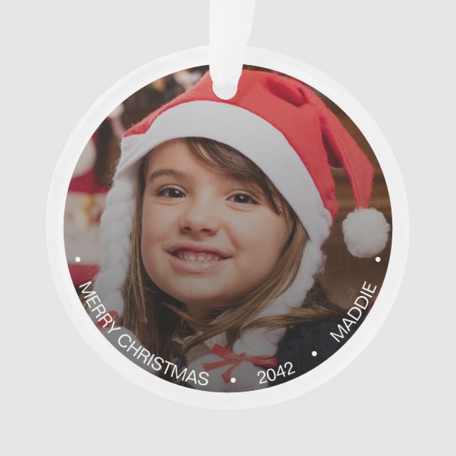 Simple Modern Minimalist Photo Ornament (Front)