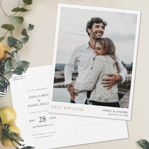 Simple Modern Minimalist Photo Save the Date Announcement Postcard