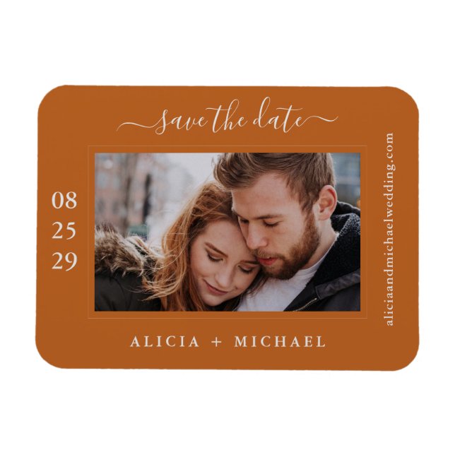 Simple modern minimalist photo wedding save date magnet (Horizontal)