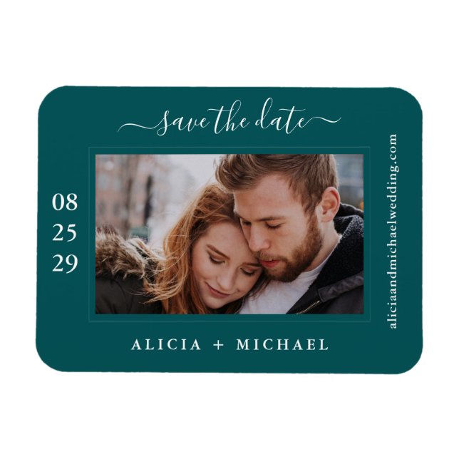 Simple modern minimalist photo wedding save date magnet (Horizontal)