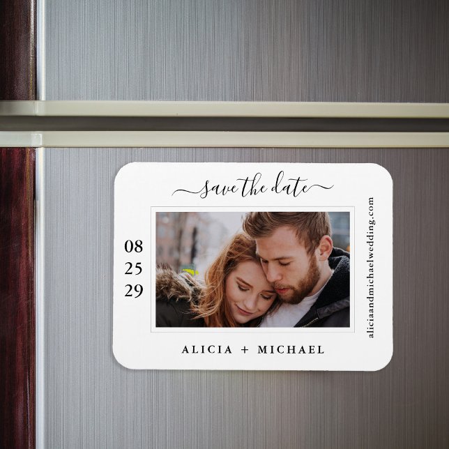Simple modern minimalist photo wedding save date magnet (Creator Uploaded)