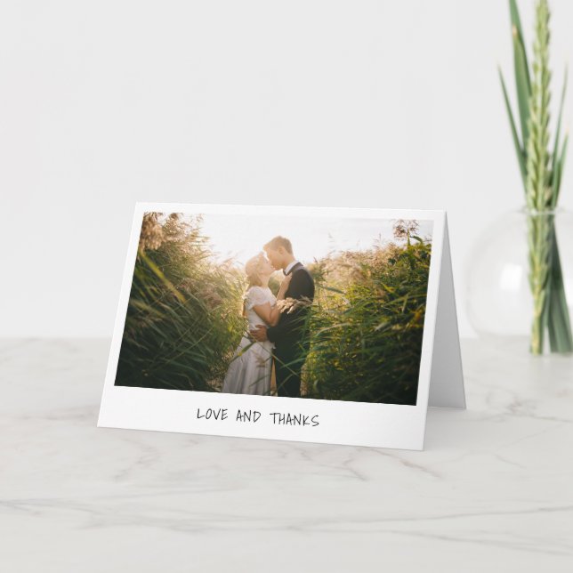 Simple Modern Minimalist Photo Wedding Thank You Card (Front)