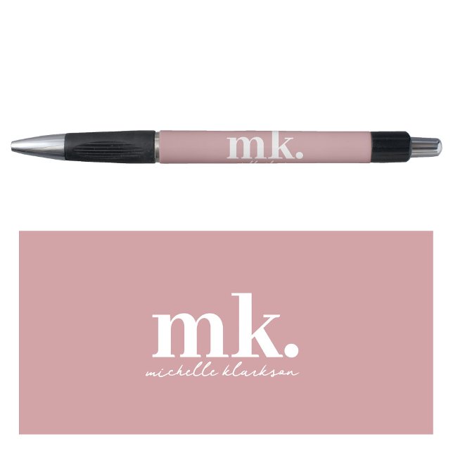 Simple Modern Minimalist Pink Script Monogram  (Simple Modern Minimalist Pink Script Monogram Pen)