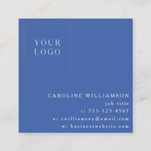 Simple Modern Minimalist Professional Logo Blue Square Business Card