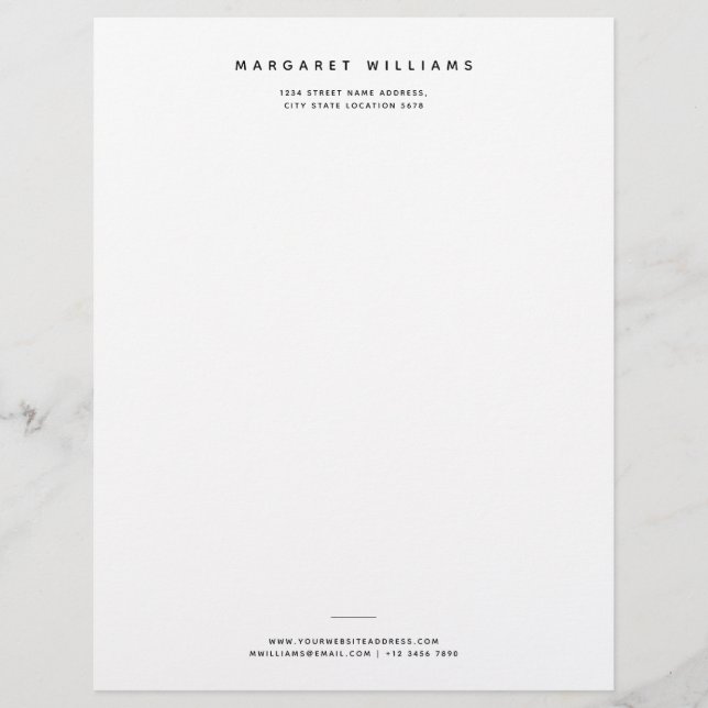 Simple Modern Minimalist Professional Office Custom Letterhead (Front)