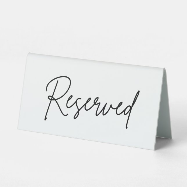 Simple, Modern Minimalist Reserved Table Tent Sign (Back)