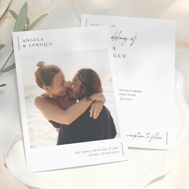 Simple Modern & Minimalist Romantic Photo Wedding Invitation (Creator Uploaded)