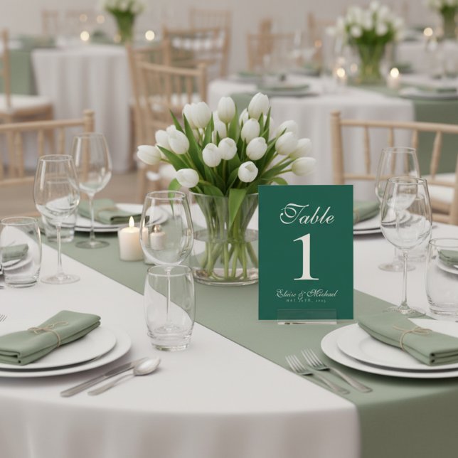 Simple Modern Minimalist Sage Green Wedding Table Number (Guide guests to their seats in style with this Sage Green Wedding Table Number Sign!)