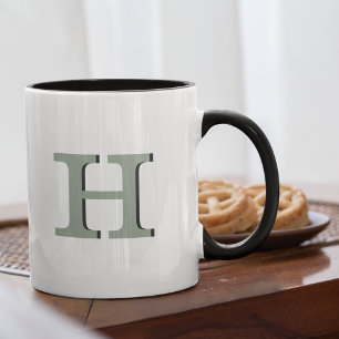 Simple Modern Minimalist Sage Initial Monogram Mug