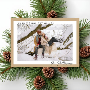 Simple Modern Minimalist Taupe Tan Photo Christmas Holiday Card