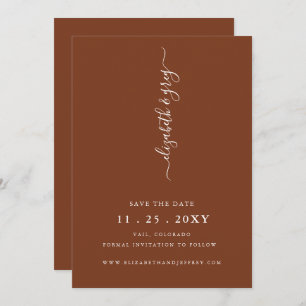 Simple Modern Minimalist Terracotta Save the Date  Announcement