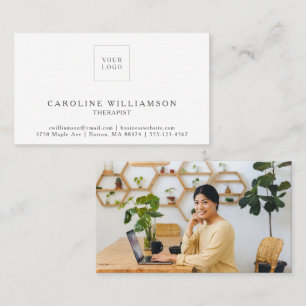 Simple Modern Minimalist Therapist Logo Photo  Business Card