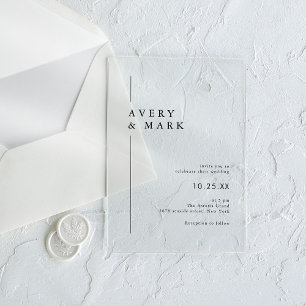 Simple Modern Minimalist Transparent Wedding Acrylic Invitations
