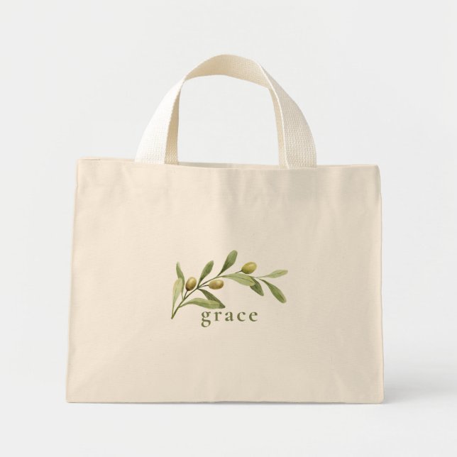 Simple Modern Minimalist Trendy Olive Branch Mini Tote Bag (Front)