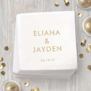 Simple Modern Minimalist Typography Names Wedding Foil Napkins