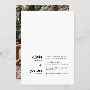 Simple Modern Minimalist Typography Photo Wedding Invitation
