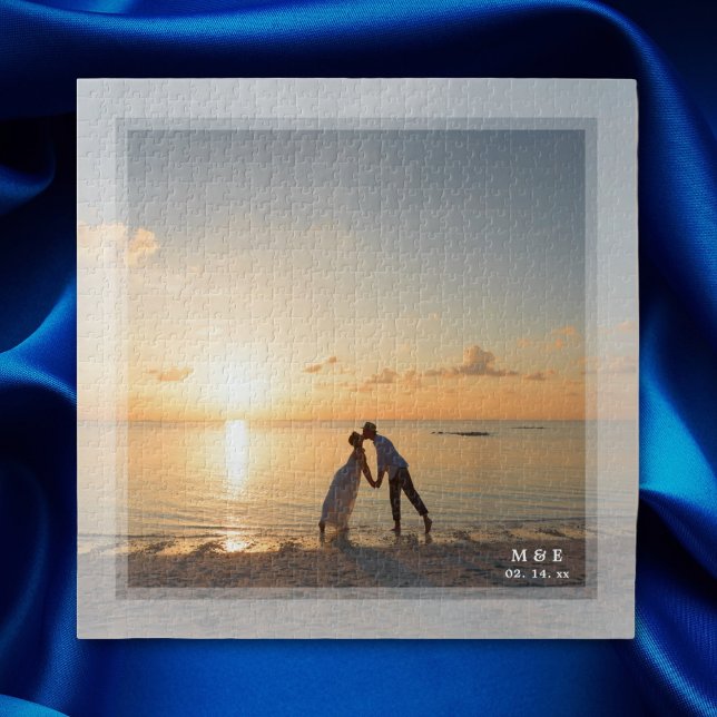 Simple Modern Minimalist Wedding Anniversary Photo Jigsaw Puzzle (Creator Uploaded)