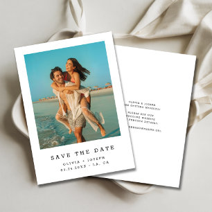 Simple Modern Minimalist Wedding Beach Photo Save The Date