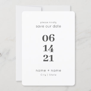 Simple Modern Minimalist Wedding Big Numbers Save The Date