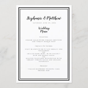 Simple Modern Minimalist Wedding Black & White Menu