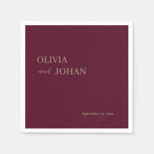 Simple Modern & Minimalist   Wedding Burgundy Napkin
