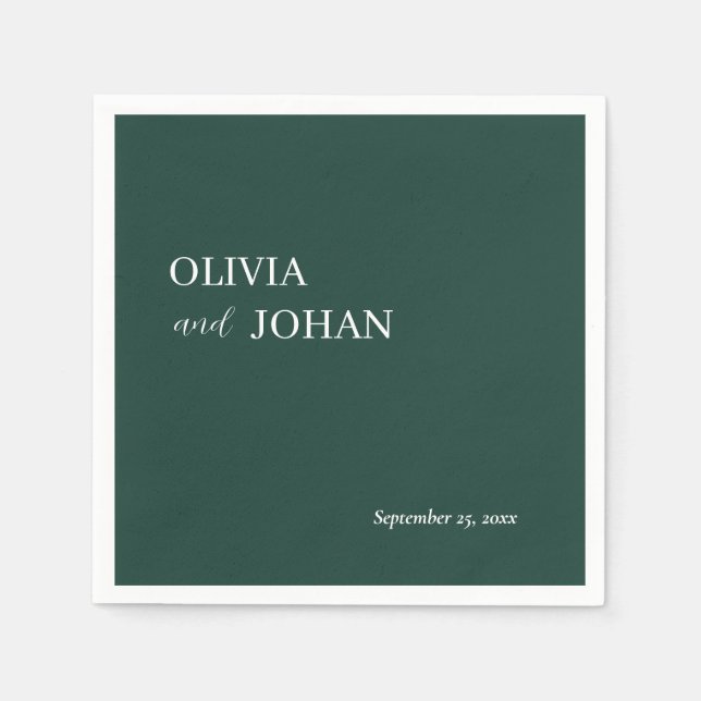 Simple Modern & Minimalist | Wedding Emerald Green Napkin (Front)