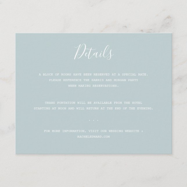 Simple Modern Minimalist Wedding Enclosure Card (Front)