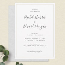 Simple Modern Minimalist Wedding Invitation