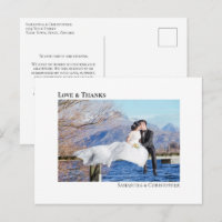 Simple Modern Minimalist Wedding Photo Love Thanks