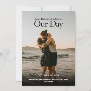 Simple modern minimalist wedding photo poster  invitation
