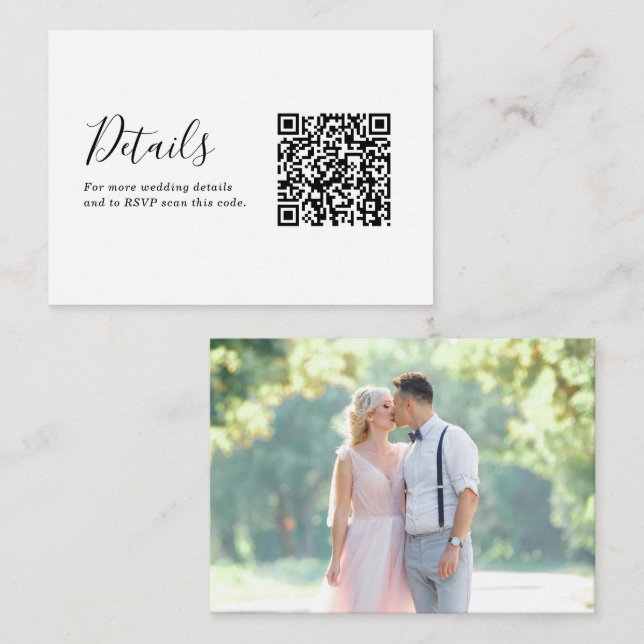 Simple Modern Minimalist Wedding QR Code Insert (Front/Back)